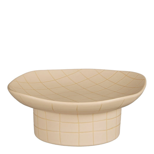Wolga Schaal op Voet - L25 x B23 x H10 cm - Keramiek - Beige